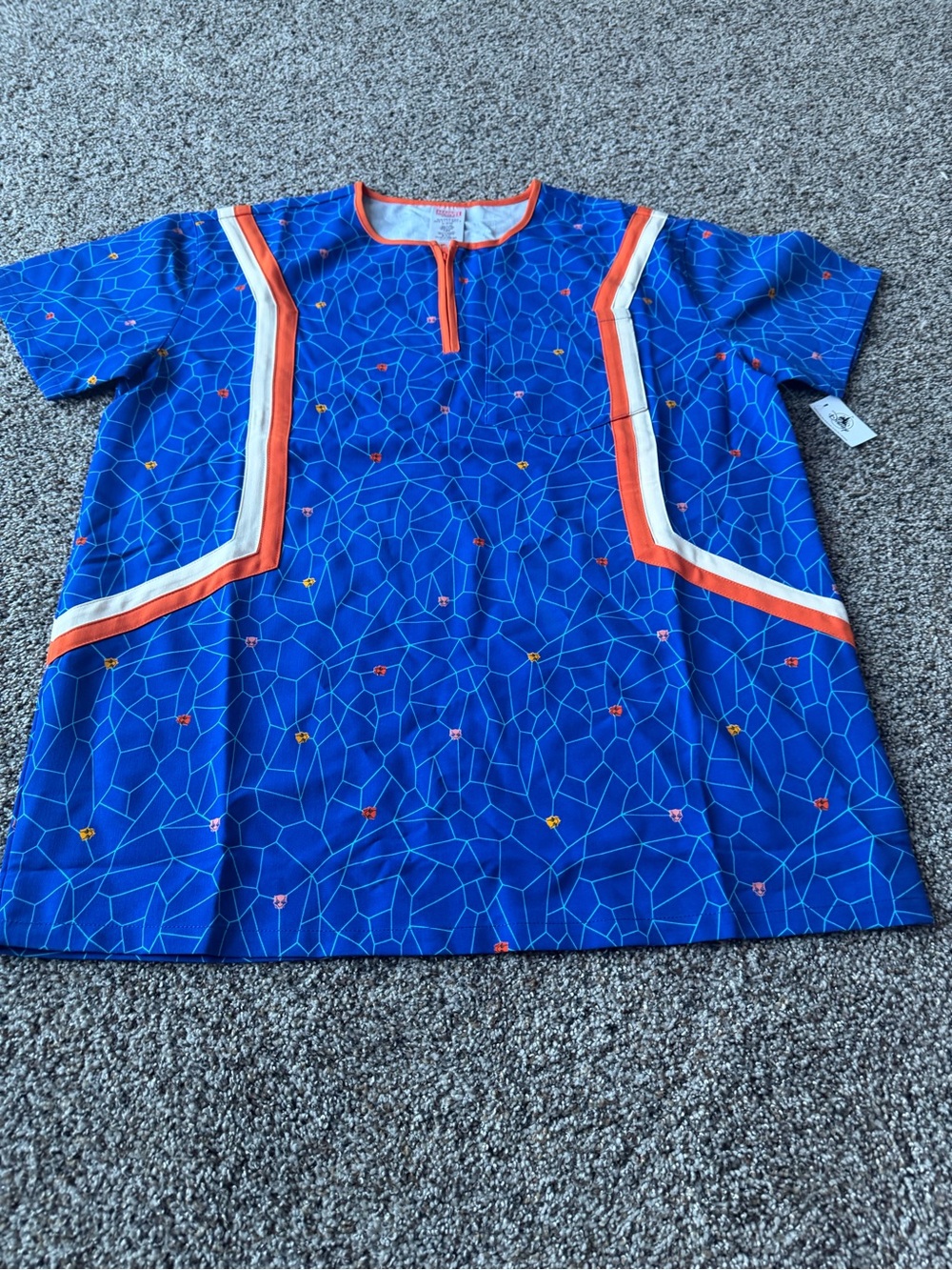 Marvel Disney Spider-Man Spider-Bot Web Print Blue Shirt Adult Medium NWT